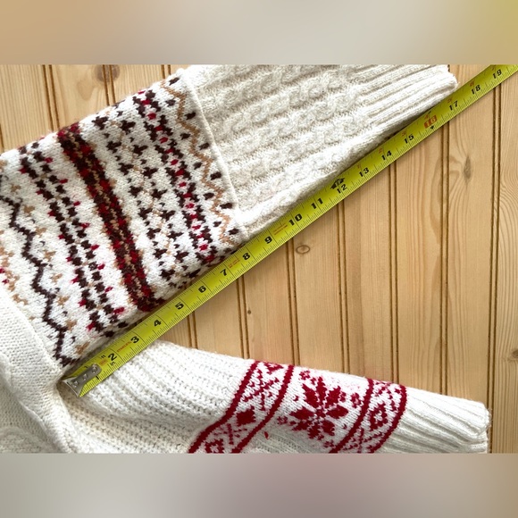 VTG Style American Eagle Winter Fair Isle Snowflake Mock Neck Sweater Size L - Picture 9 of 11